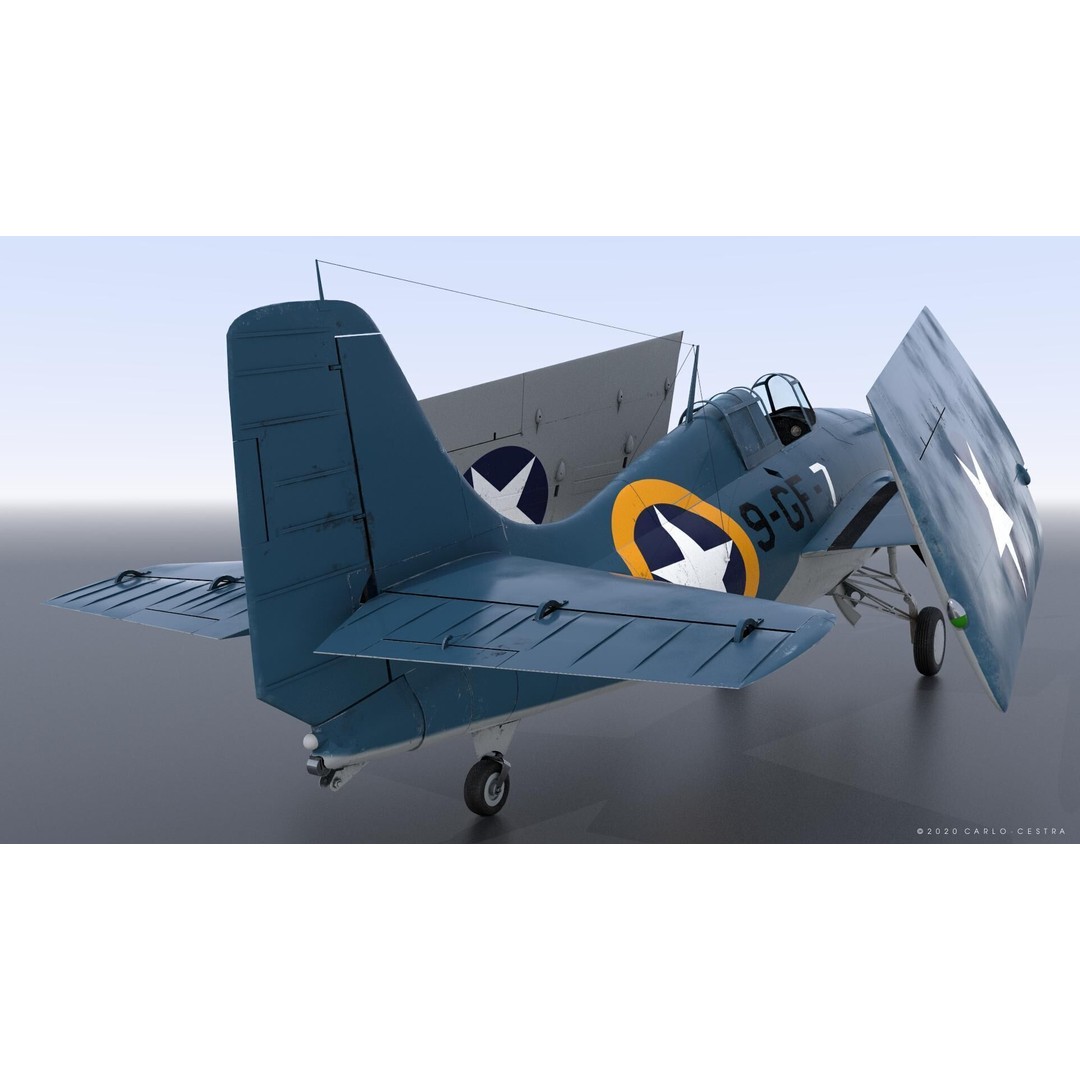 F4F-4 3D Model – Low Poly Historic Fighter Aircraft, FBX - View 24