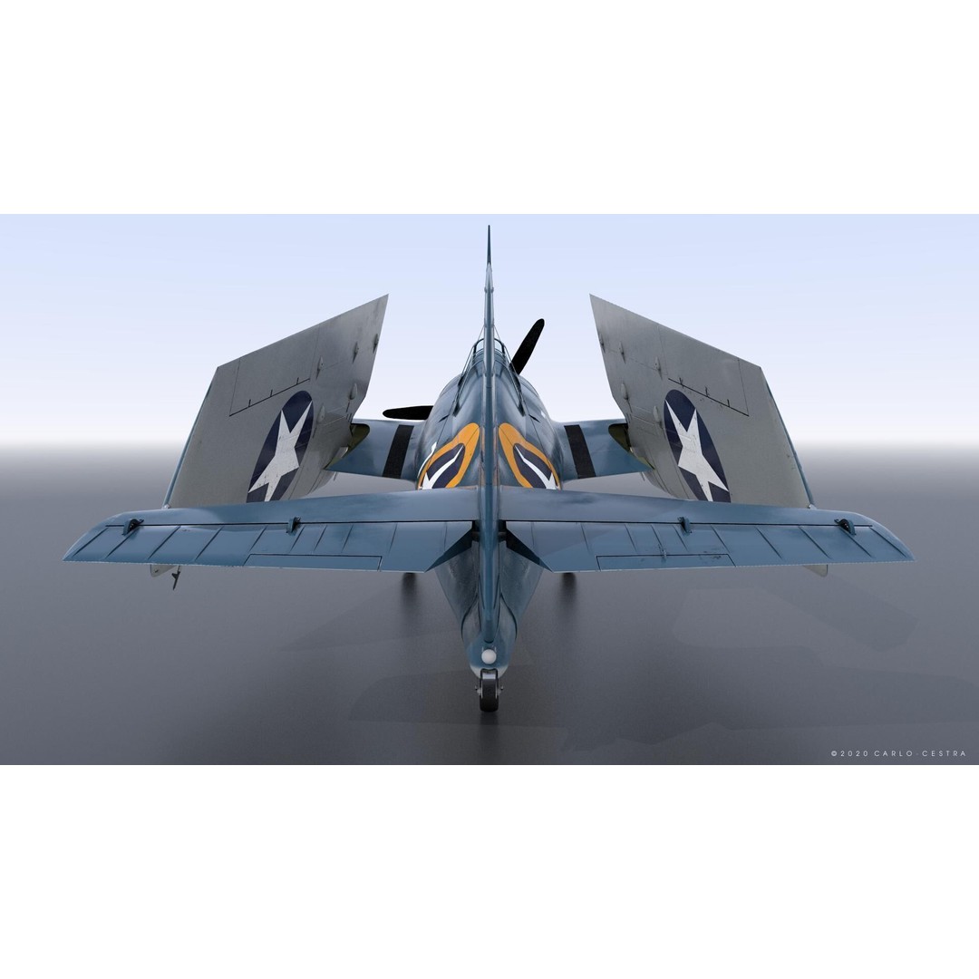F4F-4 3D Model – Low Poly Historic Fighter Aircraft, FBX - View 25