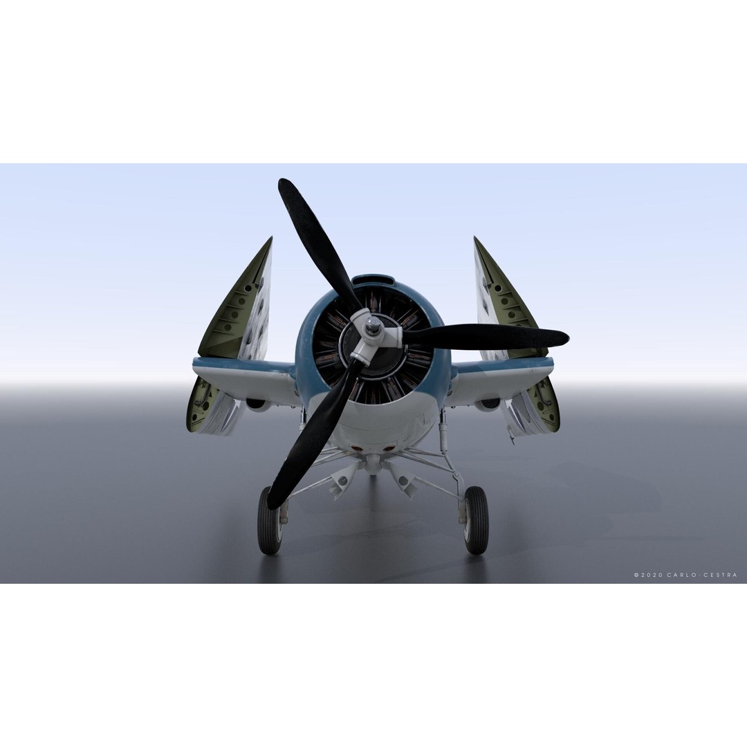 F4F-4 3D Model – Low Poly Historic Fighter Aircraft, FBX - View 26
