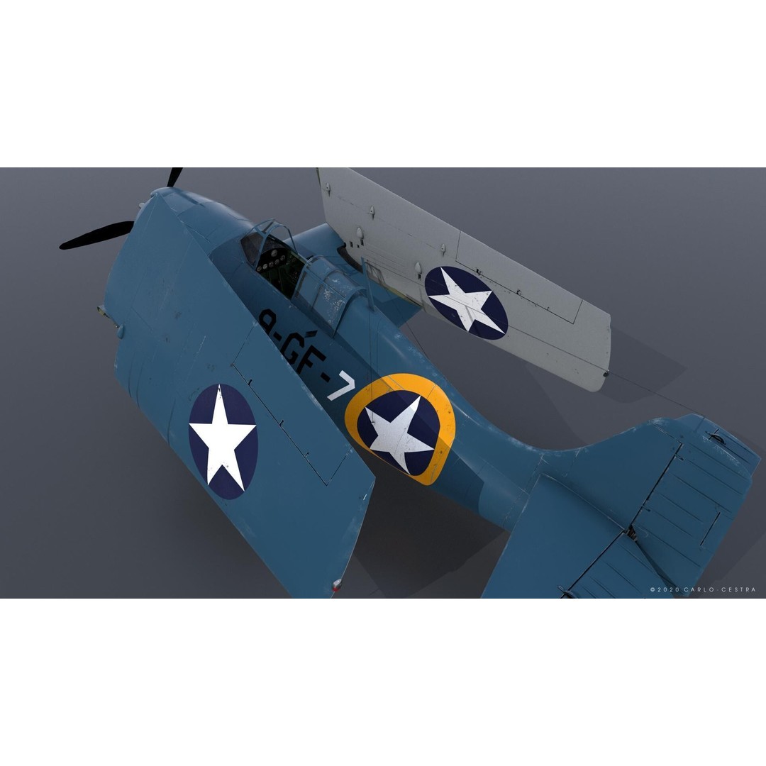 F4F-4 3D Model – Low Poly Historic Fighter Aircraft, FBX - View 27