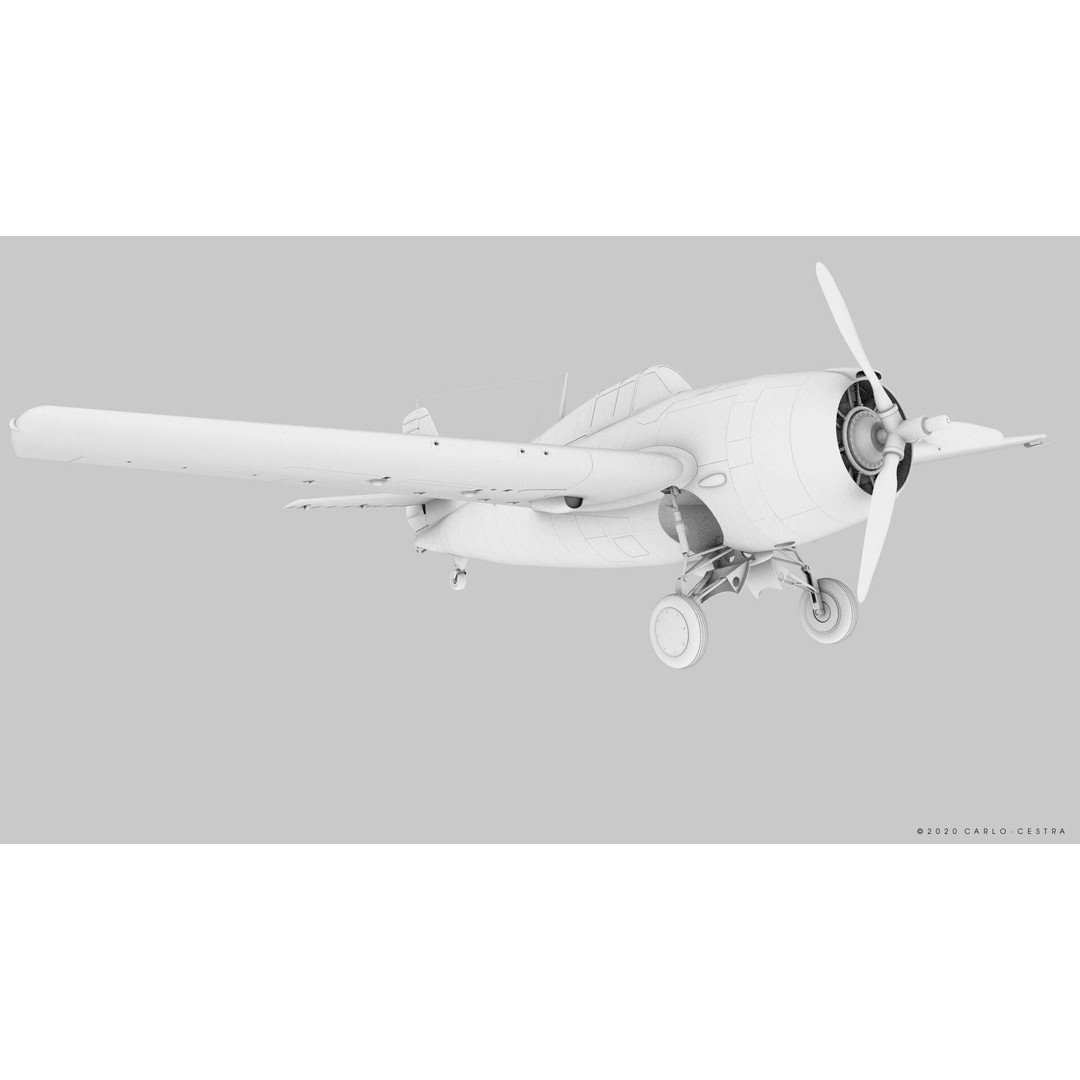 F4F-4 3D Model – Low Poly Historic Fighter Aircraft, FBX - View 32