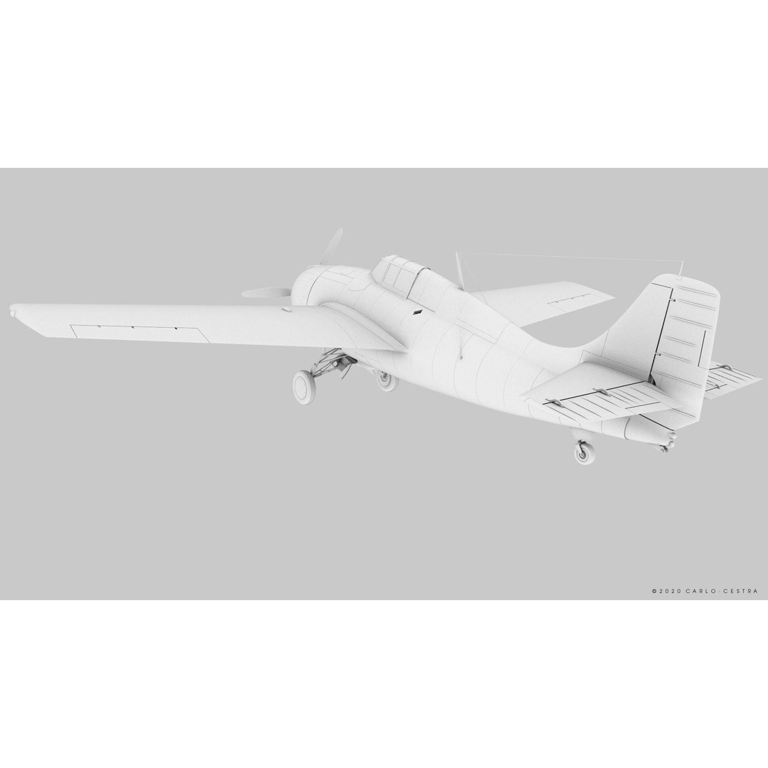 F4F-4 3D Model – Low Poly Historic Fighter Aircraft, FBX - View 34