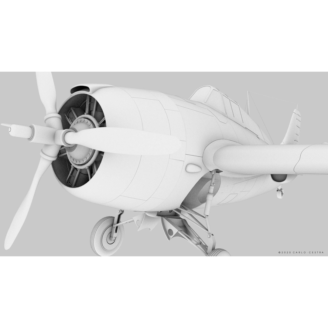 F4F-4 3D Model – Low Poly Historic Fighter Aircraft, FBX - View 35