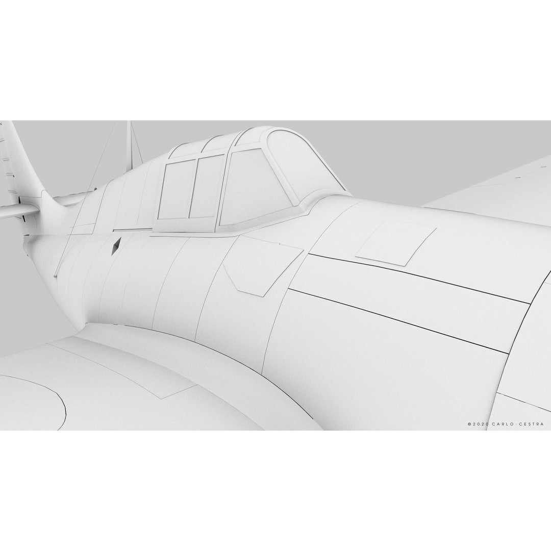 F4F-4 3D Model – Low Poly Historic Fighter Aircraft, FBX - View 36