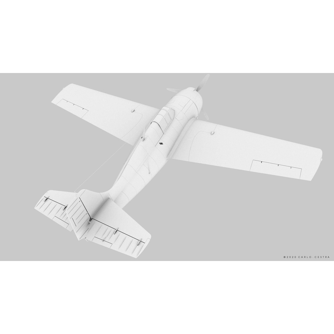 F4F-4 3D Model – Low Poly Historic Fighter Aircraft, FBX - View 39