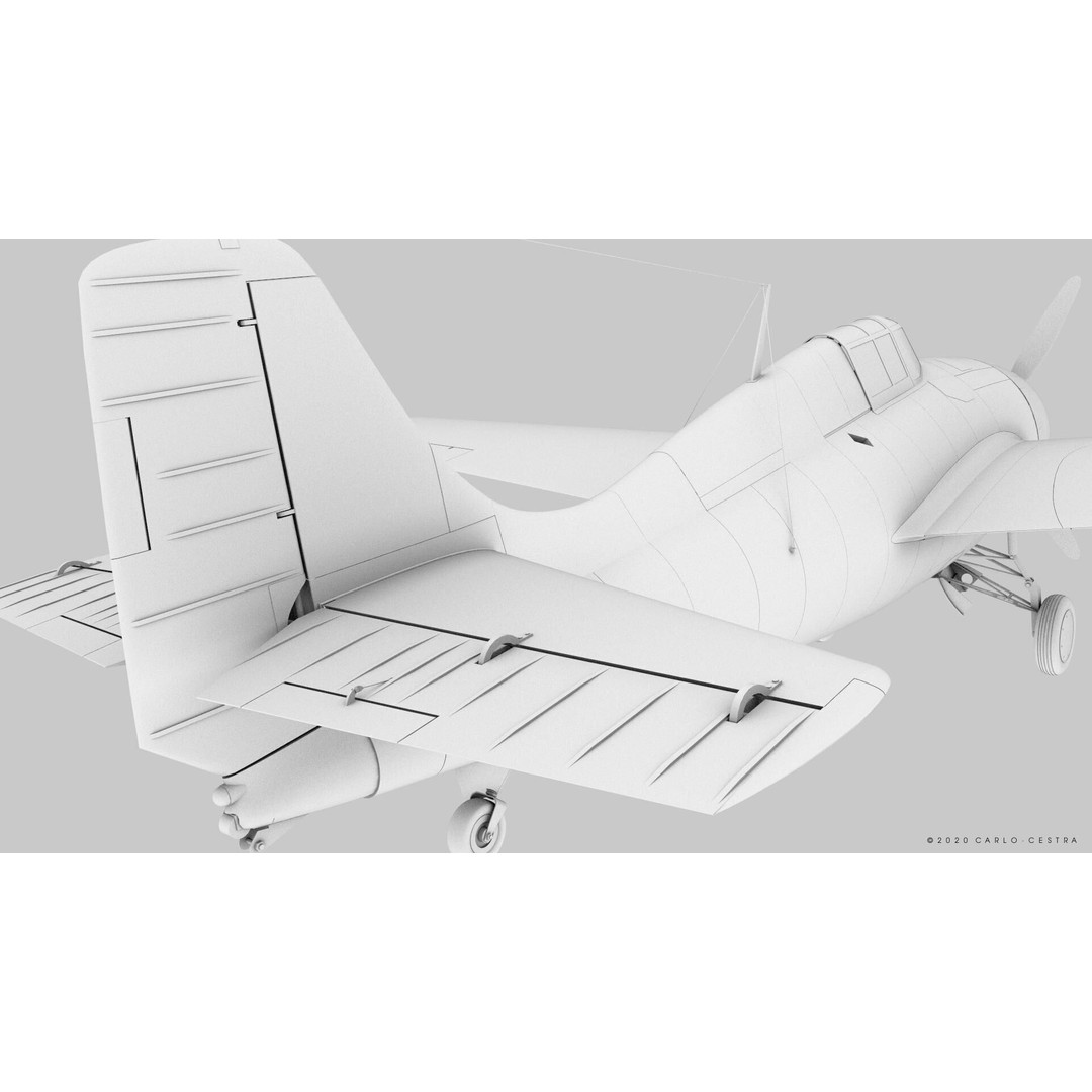 F4F-4 3D Model – Low Poly Historic Fighter Aircraft, FBX - View 41