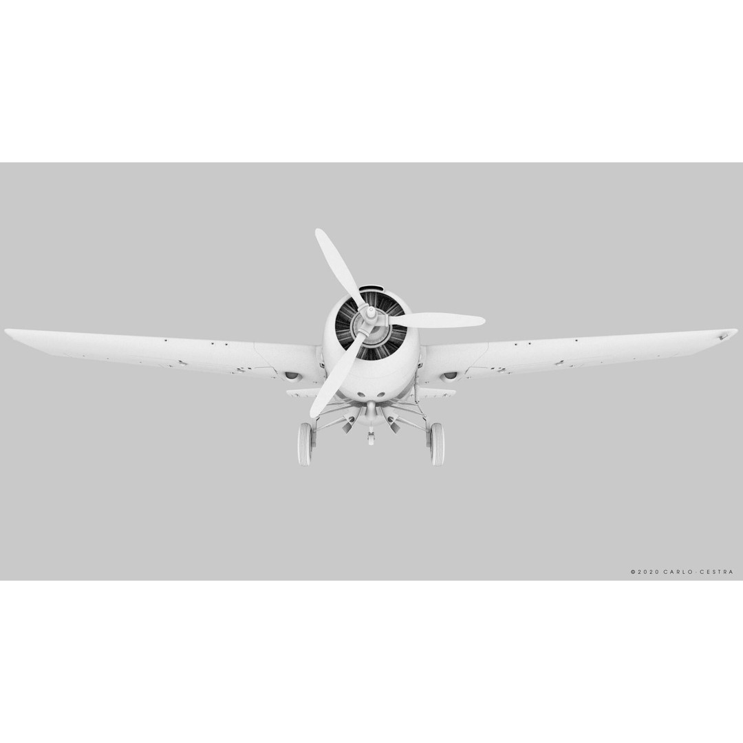 F4F-4 3D Model – Low Poly Historic Fighter Aircraft, FBX - View 43