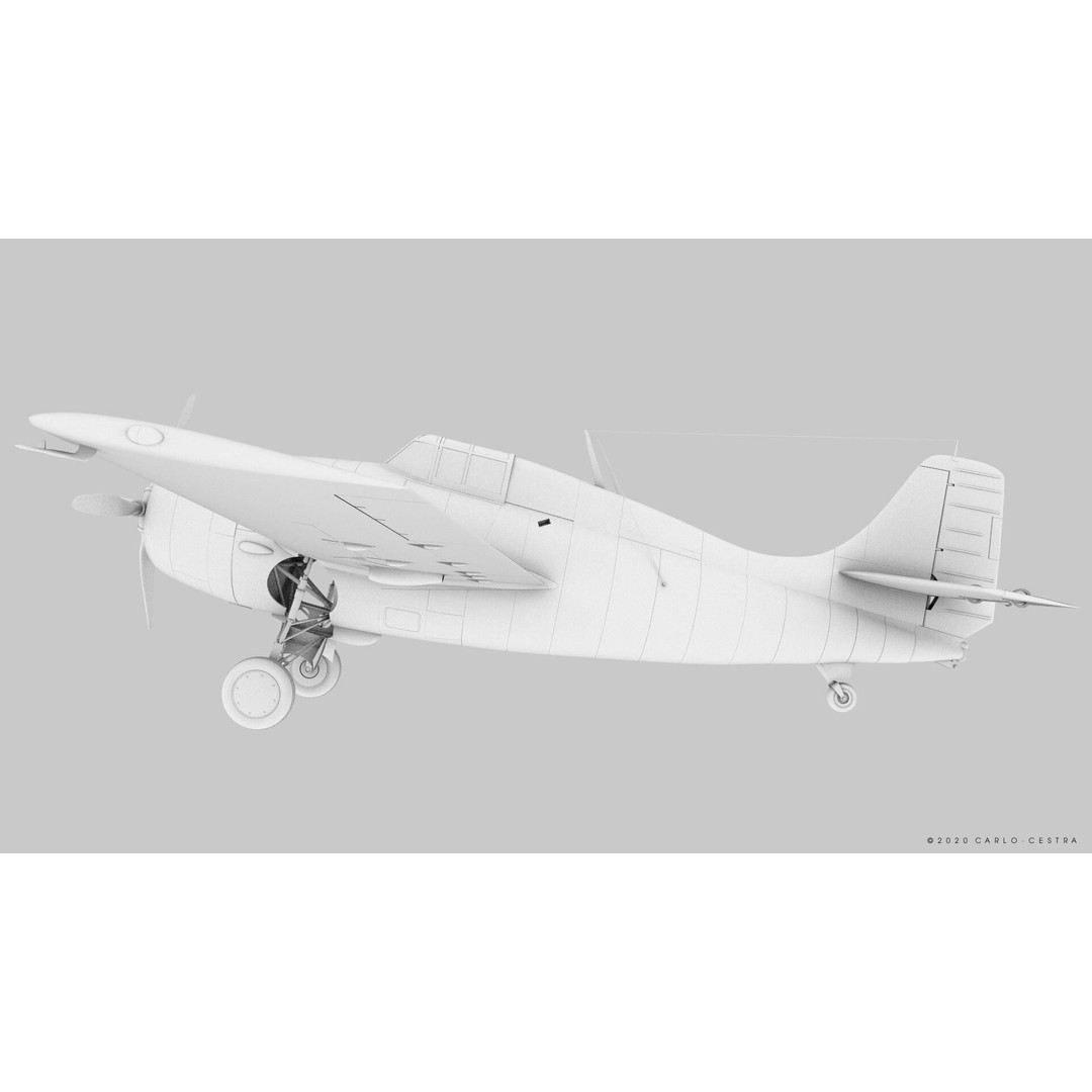 F4F-4 3D Model – Low Poly Historic Fighter Aircraft, FBX - View 44