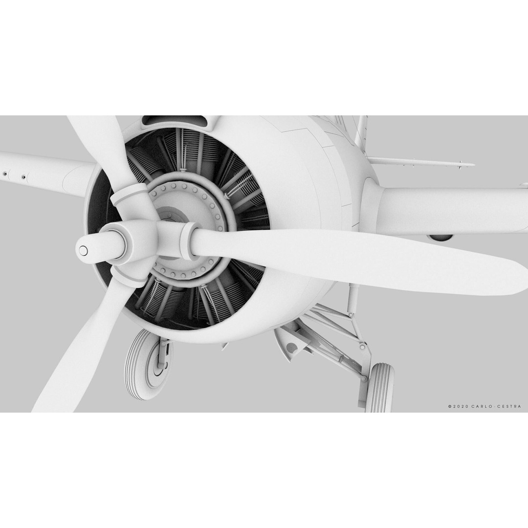 F4F-4 3D Model – Low Poly Historic Fighter Aircraft, FBX - View 47
