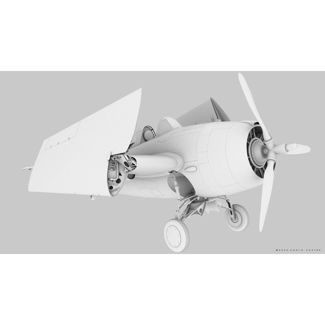 F4F-4 3D Model – Low Poly Historic Fighter Aircraft, FBX - View 53