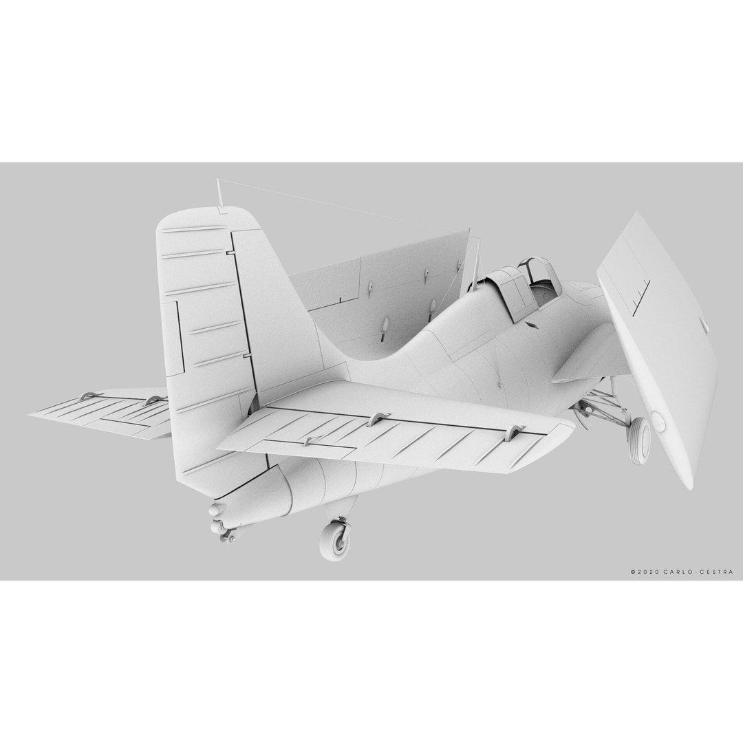 F4F-4 3D Model – Low Poly Historic Fighter Aircraft, FBX - View 54