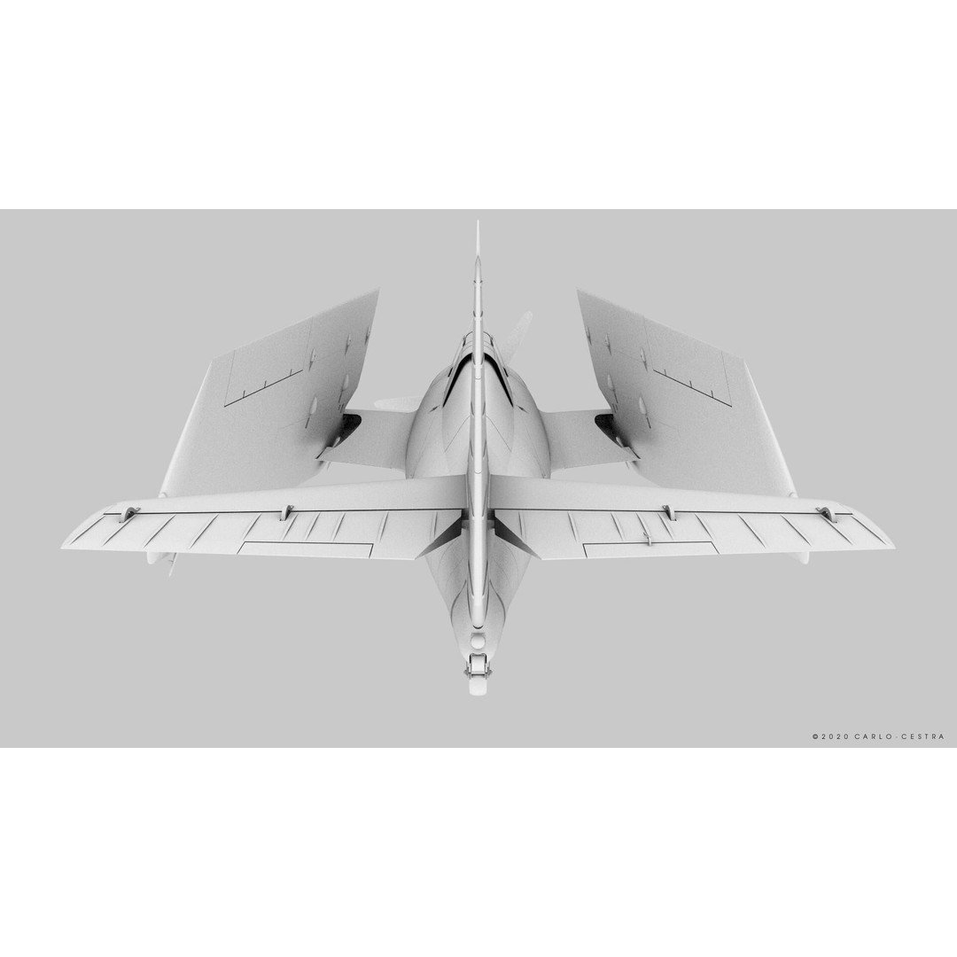 F4F-4 3D Model – Low Poly Historic Fighter Aircraft, FBX - View 55