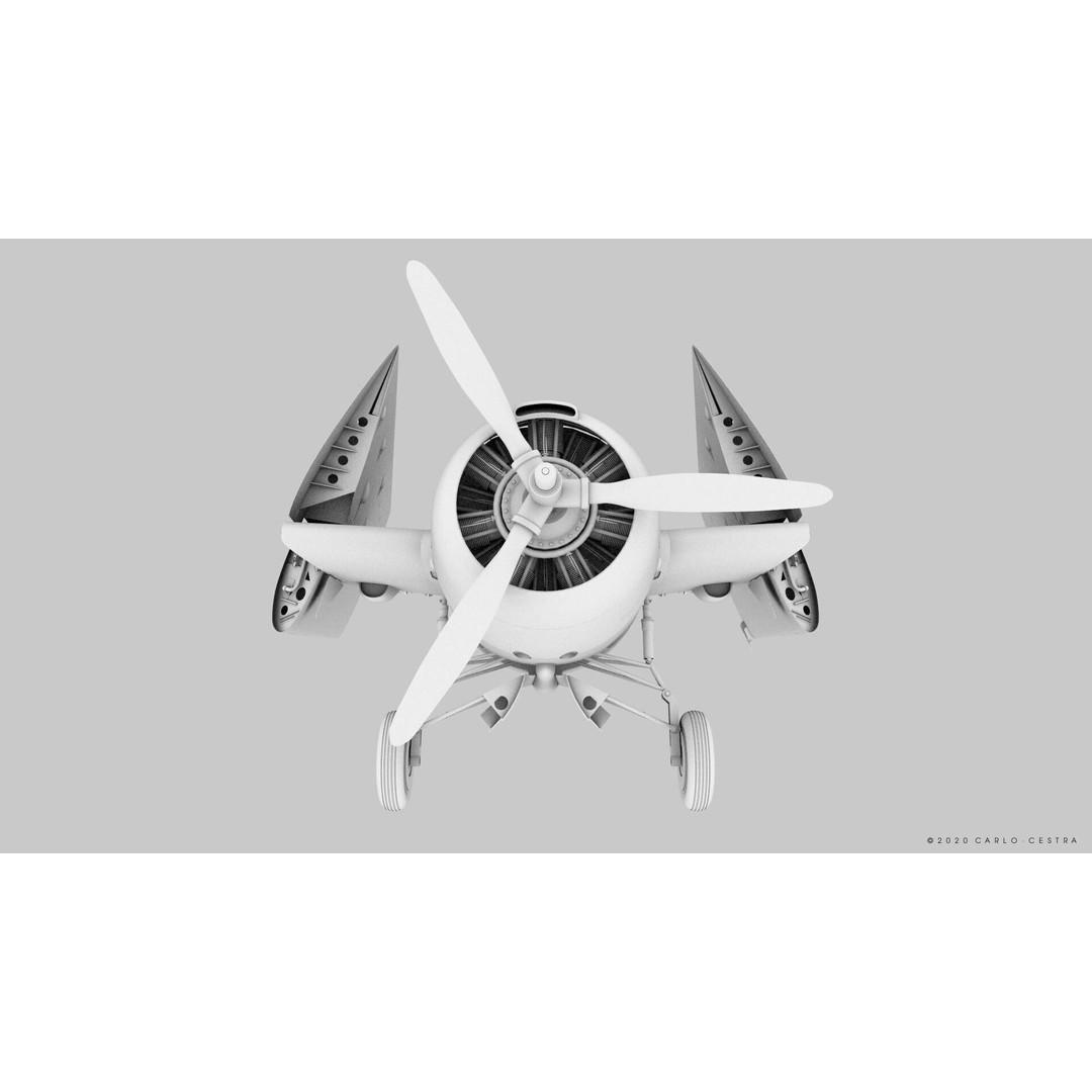 F4F-4 3D Model – Low Poly Historic Fighter Aircraft, FBX - View 56