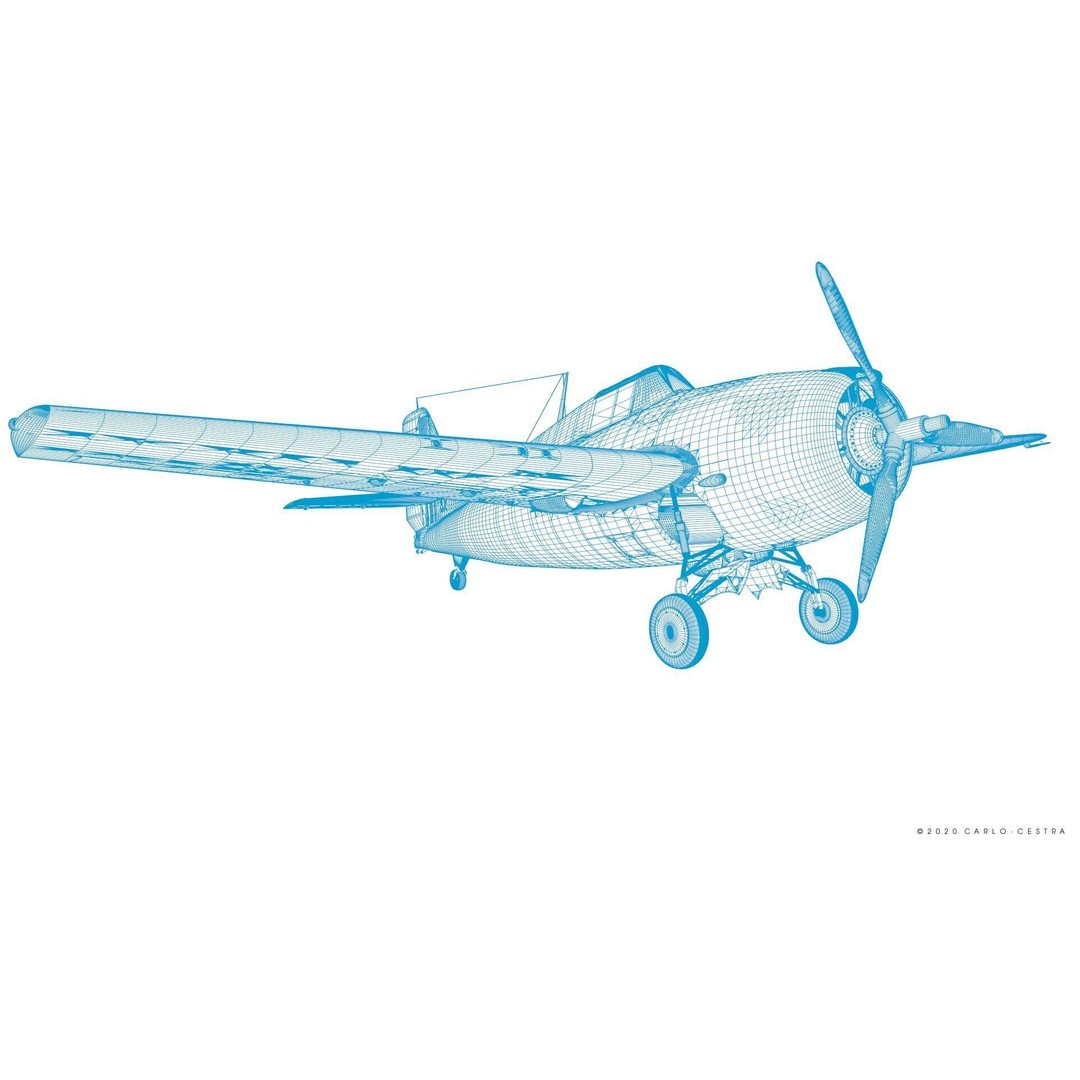 F4F-4 3D Model – Low Poly Historic Fighter Aircraft, FBX - View 58
