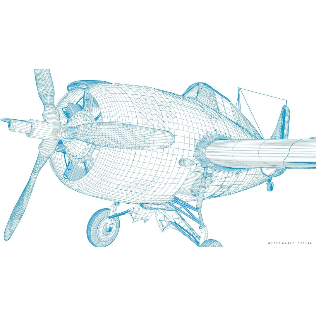 F4F-4 3D Model – Low Poly Historic Fighter Aircraft, FBX - View 59