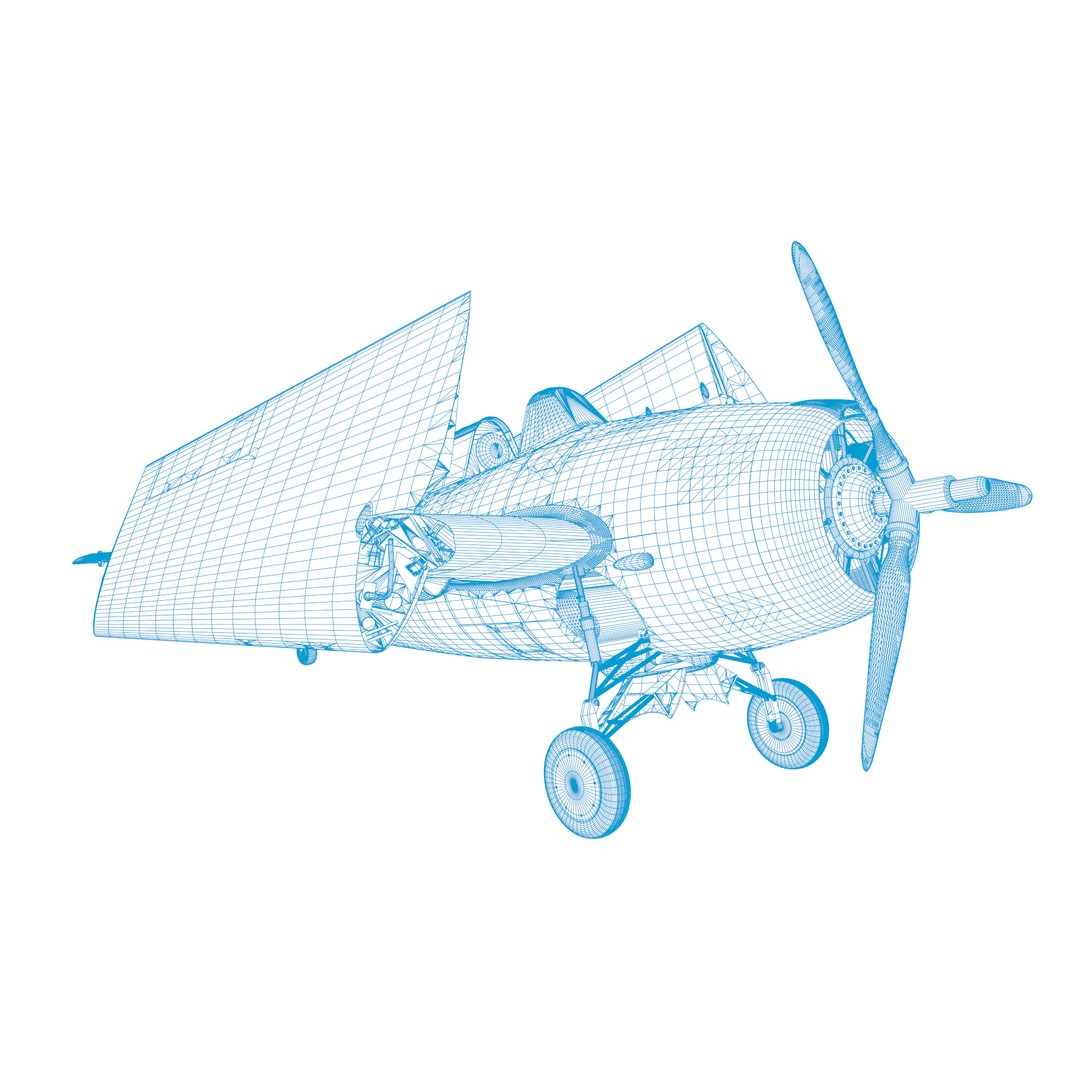 F4F-4 3D Model – Low Poly Historic Fighter Aircraft, FBX - View 67