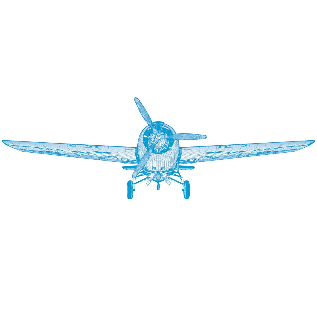 F4F-4 3D Model – Low Poly Historic Fighter Aircraft, FBX - View 70