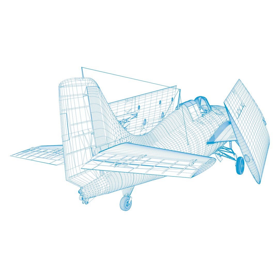 F4F-4 3D Model – Low Poly Historic Fighter Aircraft, FBX - View 71