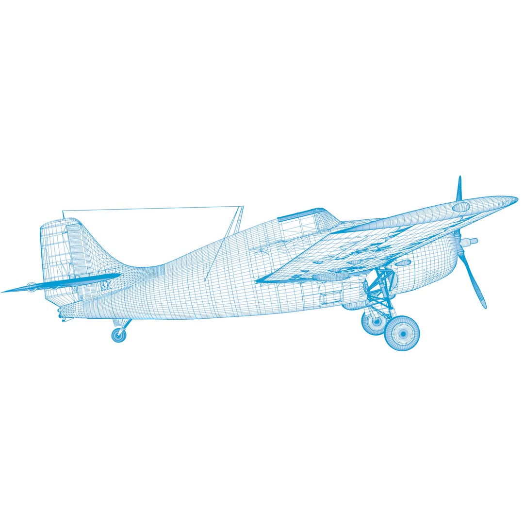 F4F-4 3D Model – Low Poly Historic Fighter Aircraft, FBX - View 72