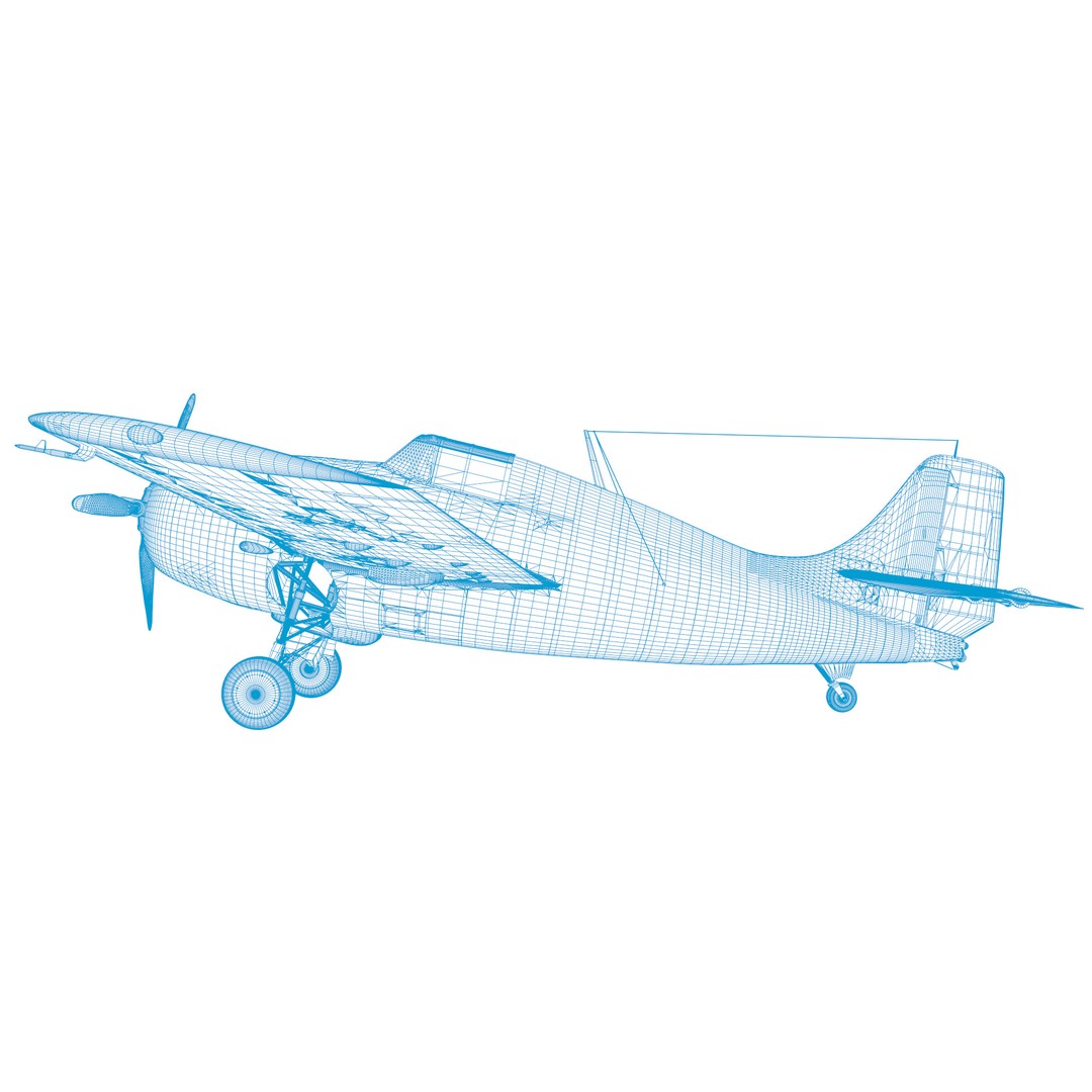 F4F-4 3D Model – Low Poly Historic Fighter Aircraft, FBX - View 76