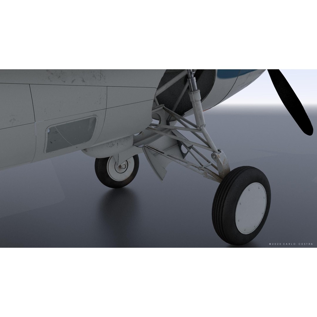 F4F-4 3D Model – Low Poly Historic Fighter Aircraft, FBX - View 8