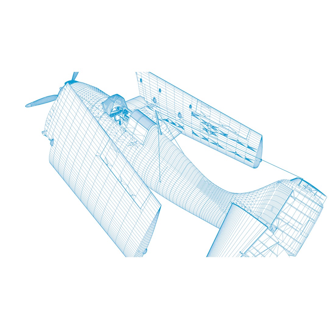 F4F-4 3D Model – Low Poly Historic Fighter Aircraft, FBX - View 82