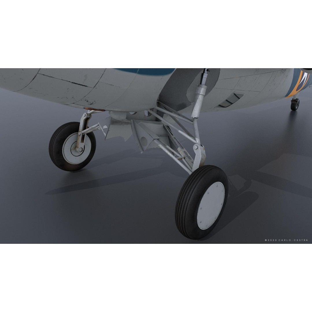F4F-4 3D Model – Low Poly Historic Fighter Aircraft, FBX - View 9