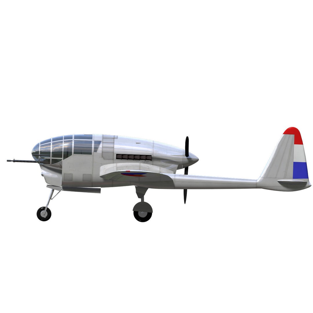 De Schelde S21 3D Model – High Poly Fighter Aircraft Prototype, FBX - View 11