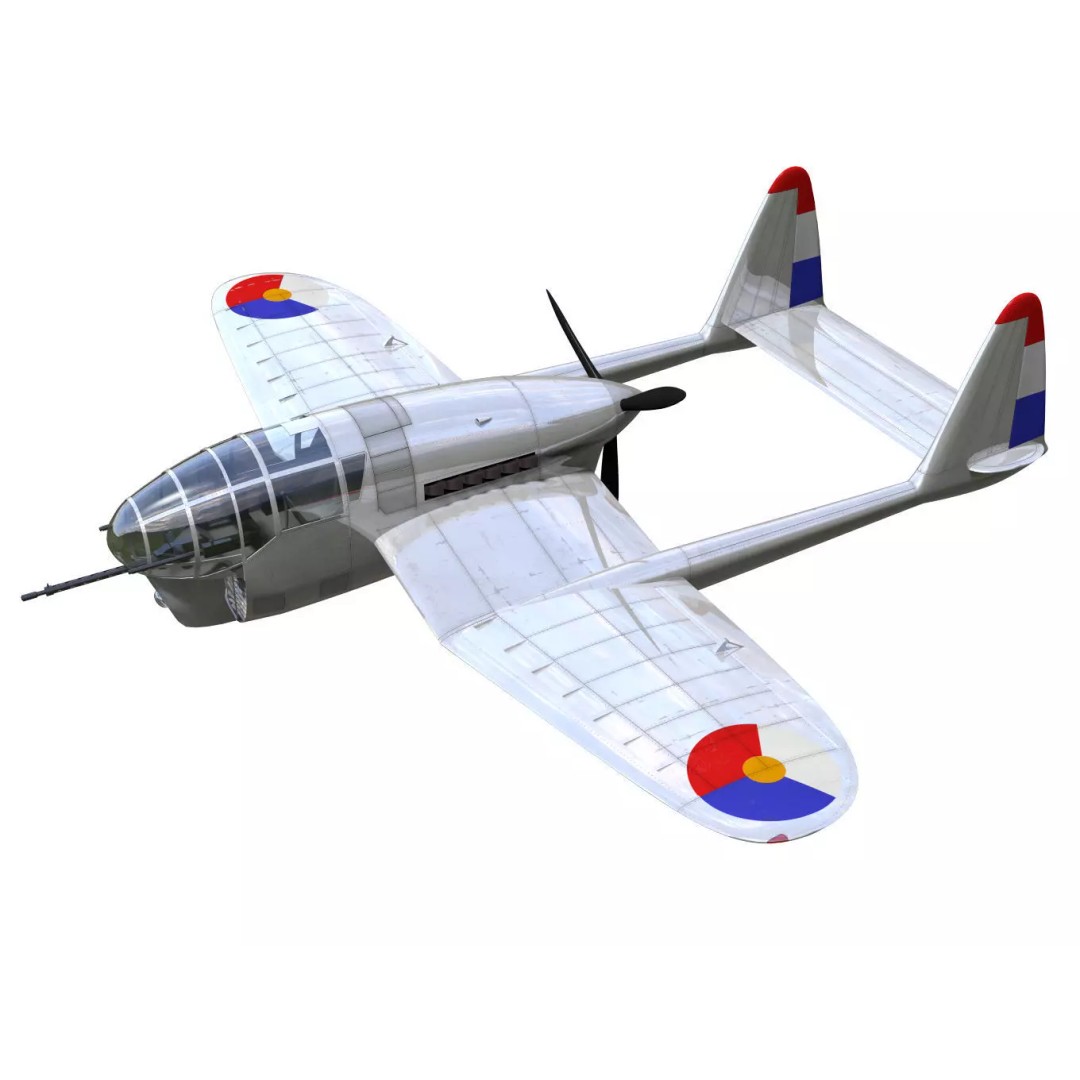 De Schelde S21 3D Model – High Poly Fighter Aircraft Prototype, FBX - View 2