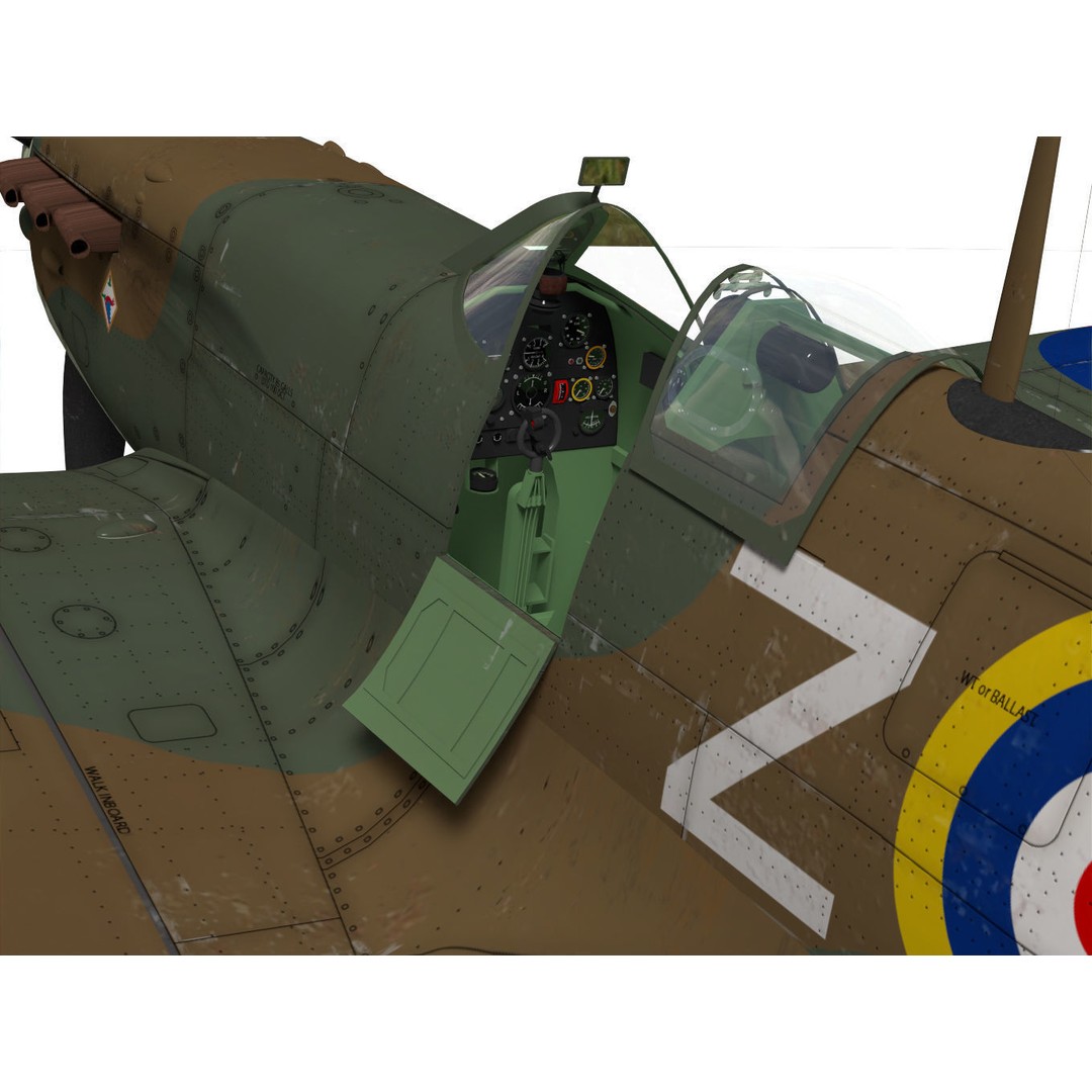 Supermarine Spitfire Mk-IIb 3D Model – High Poly Aircraft, FBX, OBJ - View 10