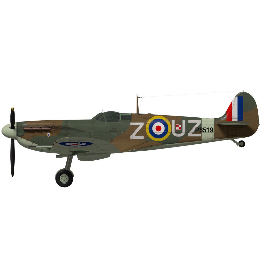 Supermarine Spitfire Mk-IIb 3D Model – High Poly Aircraft, FBX, OBJ - View 12