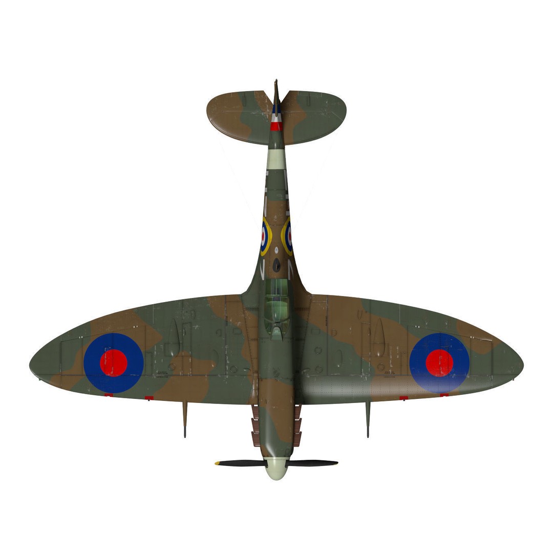 Supermarine Spitfire Mk-IIb 3D Model – High Poly Aircraft, FBX, OBJ - View 15