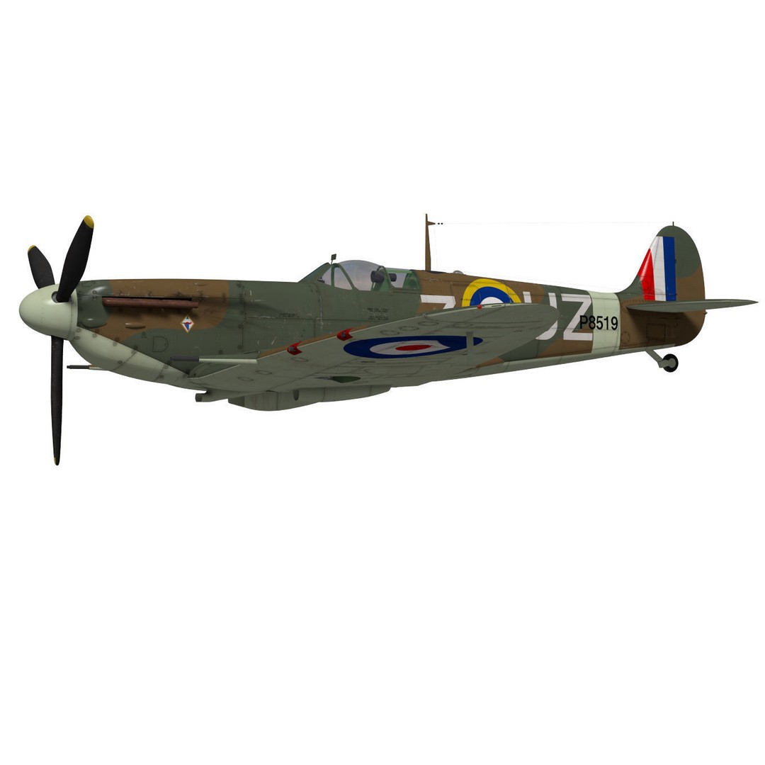 Supermarine Spitfire Mk-IIb 3D Model – High Poly Aircraft, FBX, OBJ - View 4