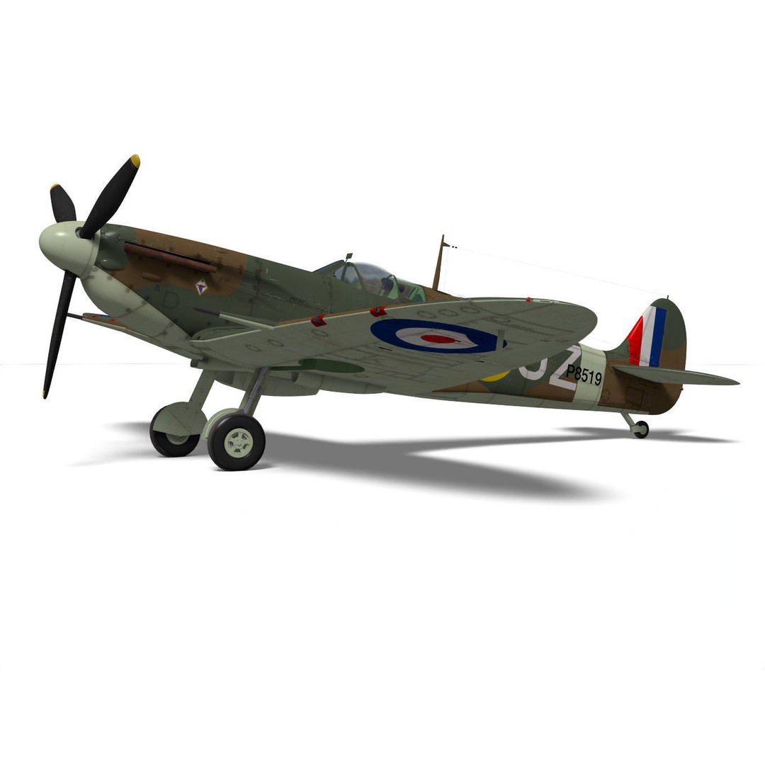 Supermarine Spitfire Mk-IIb 3D Model – High Poly Aircraft, FBX, OBJ - View 7