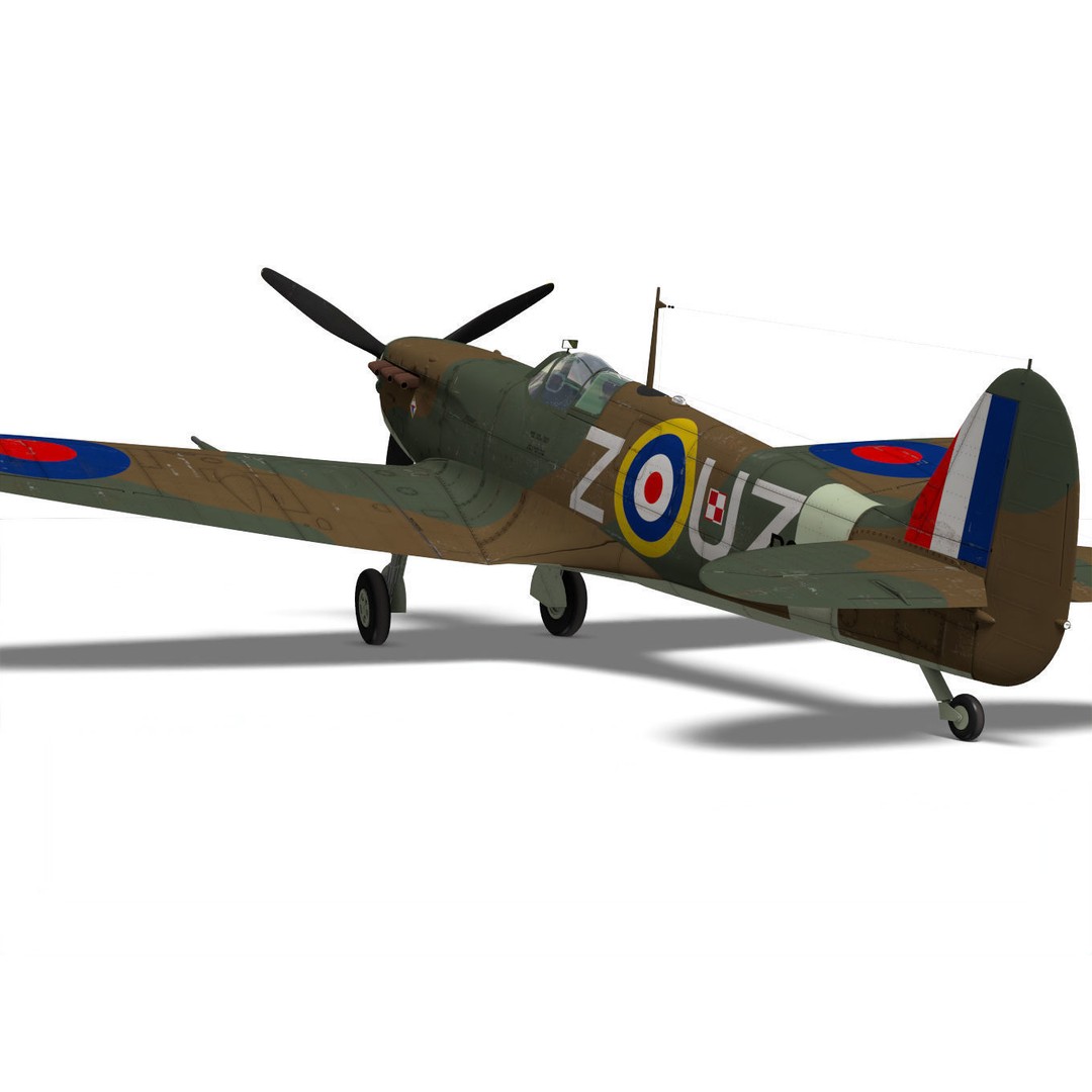 Supermarine Spitfire Mk-IIb 3D Model – High Poly Aircraft, FBX, OBJ - View 8