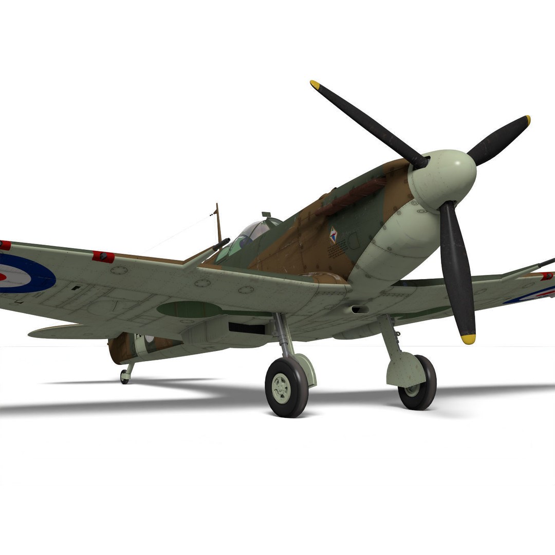 Supermarine Spitfire Mk-IIb 3D Model – High Poly Aircraft, FBX, OBJ - View 9