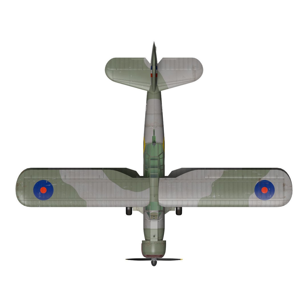 Fairey Albacore 3D Model – High Poly Military Aircraft, FBX & OBJ - View 11