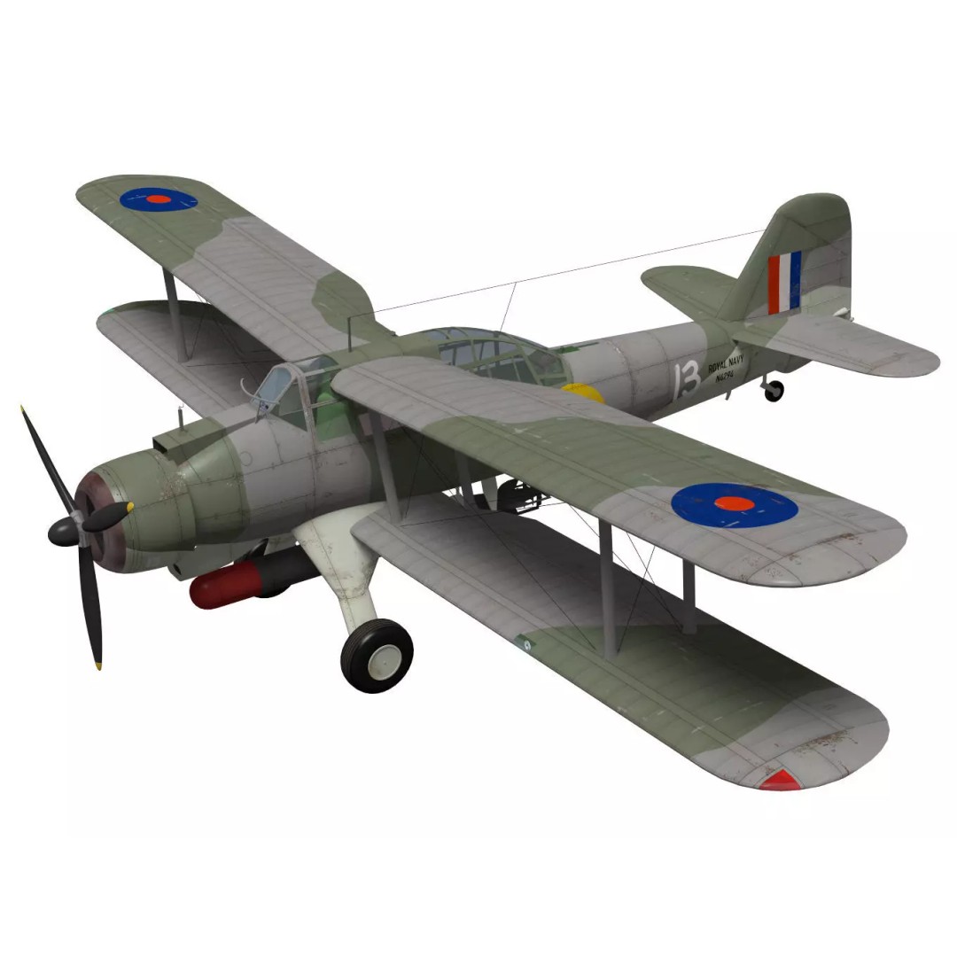 Fairey Albacore 3D Model – High Poly Military Aircraft, FBX & OBJ - View 2