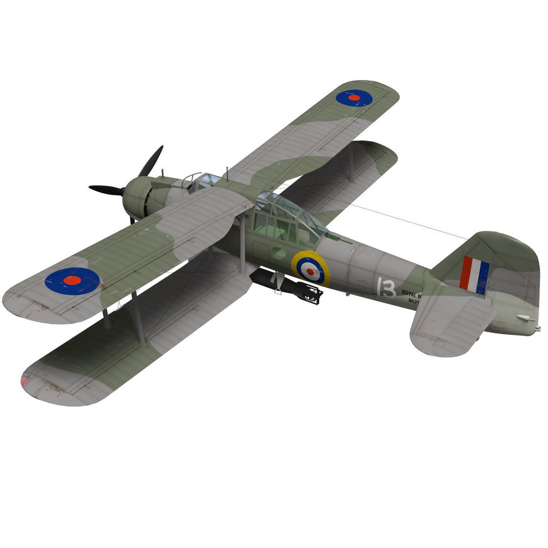 Fairey Albacore 3D Model – High Poly Military Aircraft, FBX & OBJ - View 3