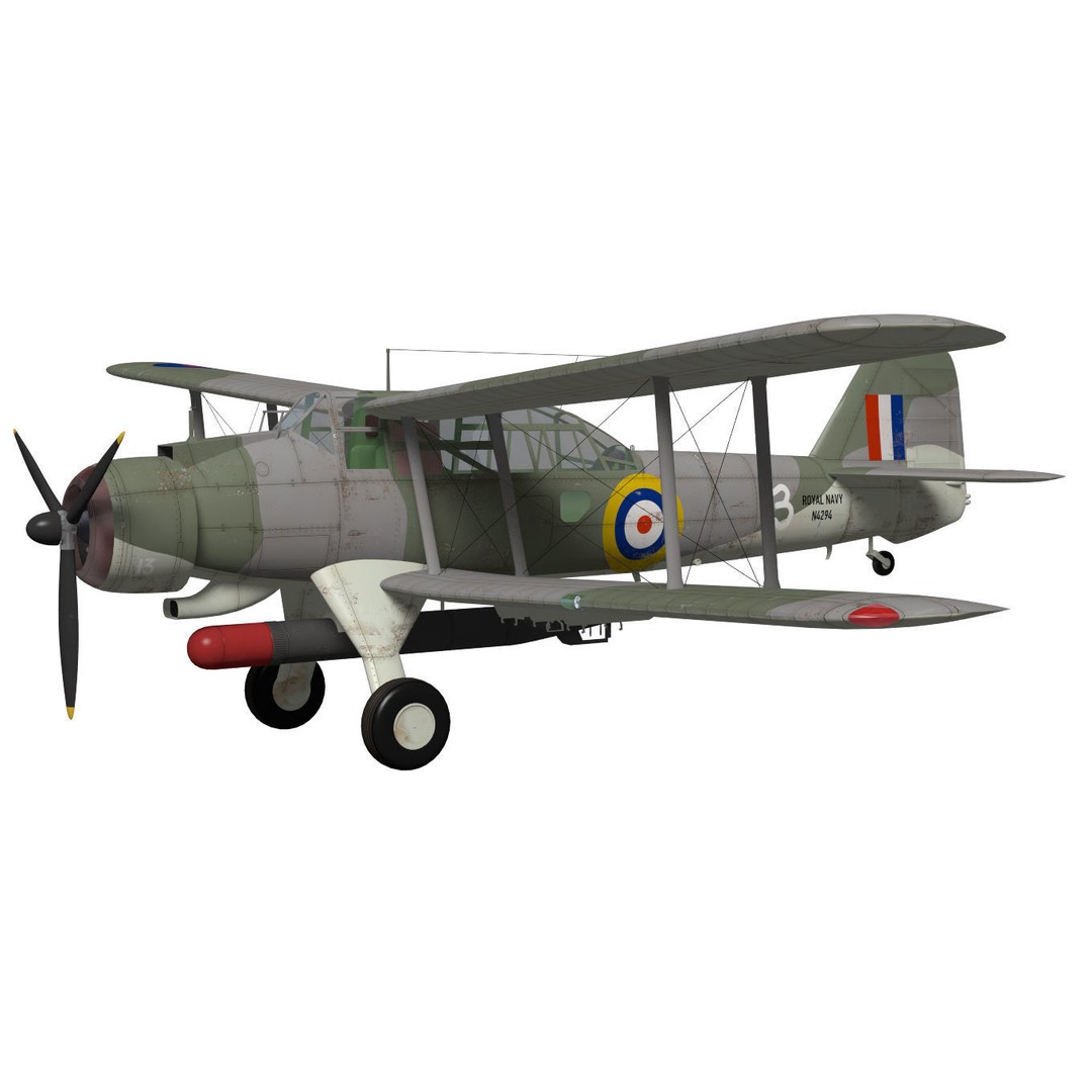 Fairey Albacore 3D Model – High Poly Military Aircraft, FBX & OBJ - View 4