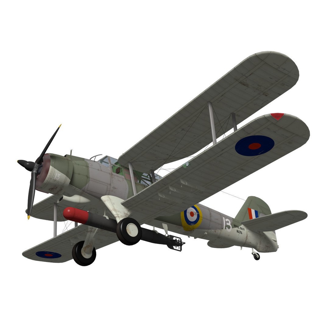 Fairey Albacore 3D Model – High Poly Military Aircraft, FBX & OBJ - View 5