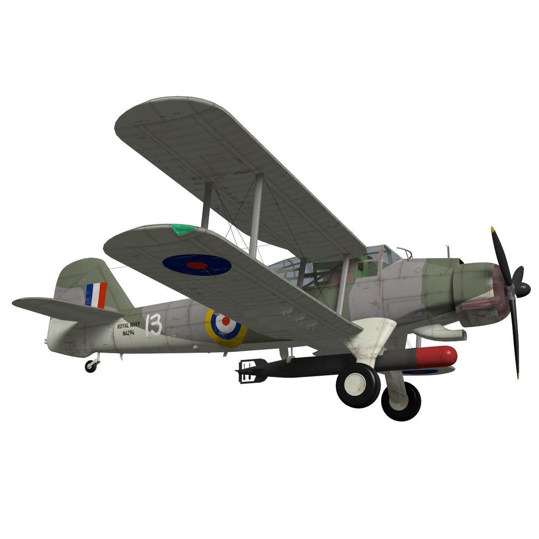 Fairey Albacore 3D Model – High Poly Military Aircraft, FBX & OBJ - View 6