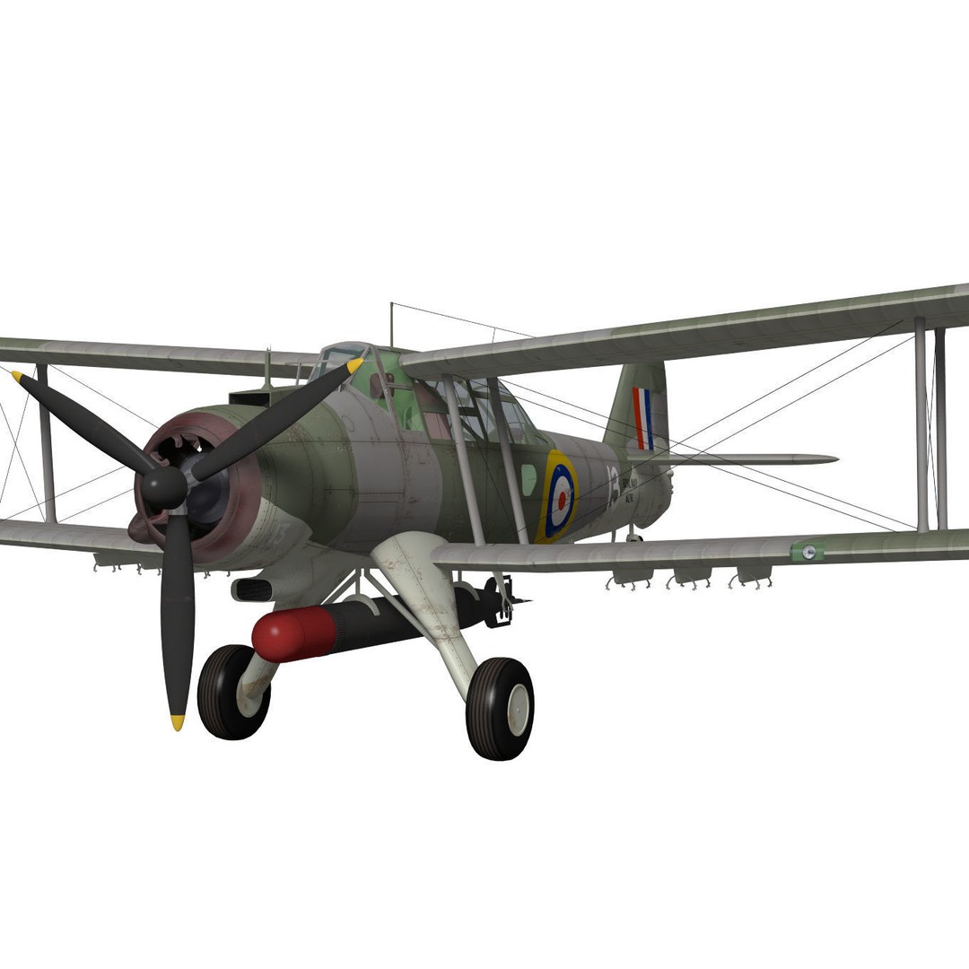 Fairey Albacore 3D Model – High Poly Military Aircraft, FBX & OBJ - View 7