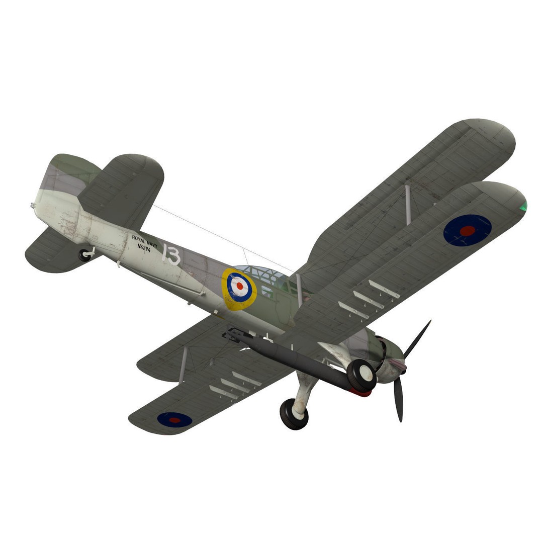 Fairey Albacore 3D Model – High Poly Military Aircraft, FBX & OBJ - View 8