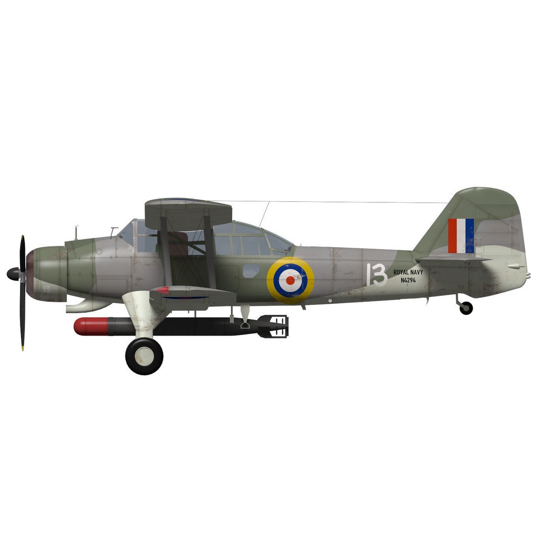 Fairey Albacore 3D Model – High Poly Military Aircraft, FBX & OBJ - View 9