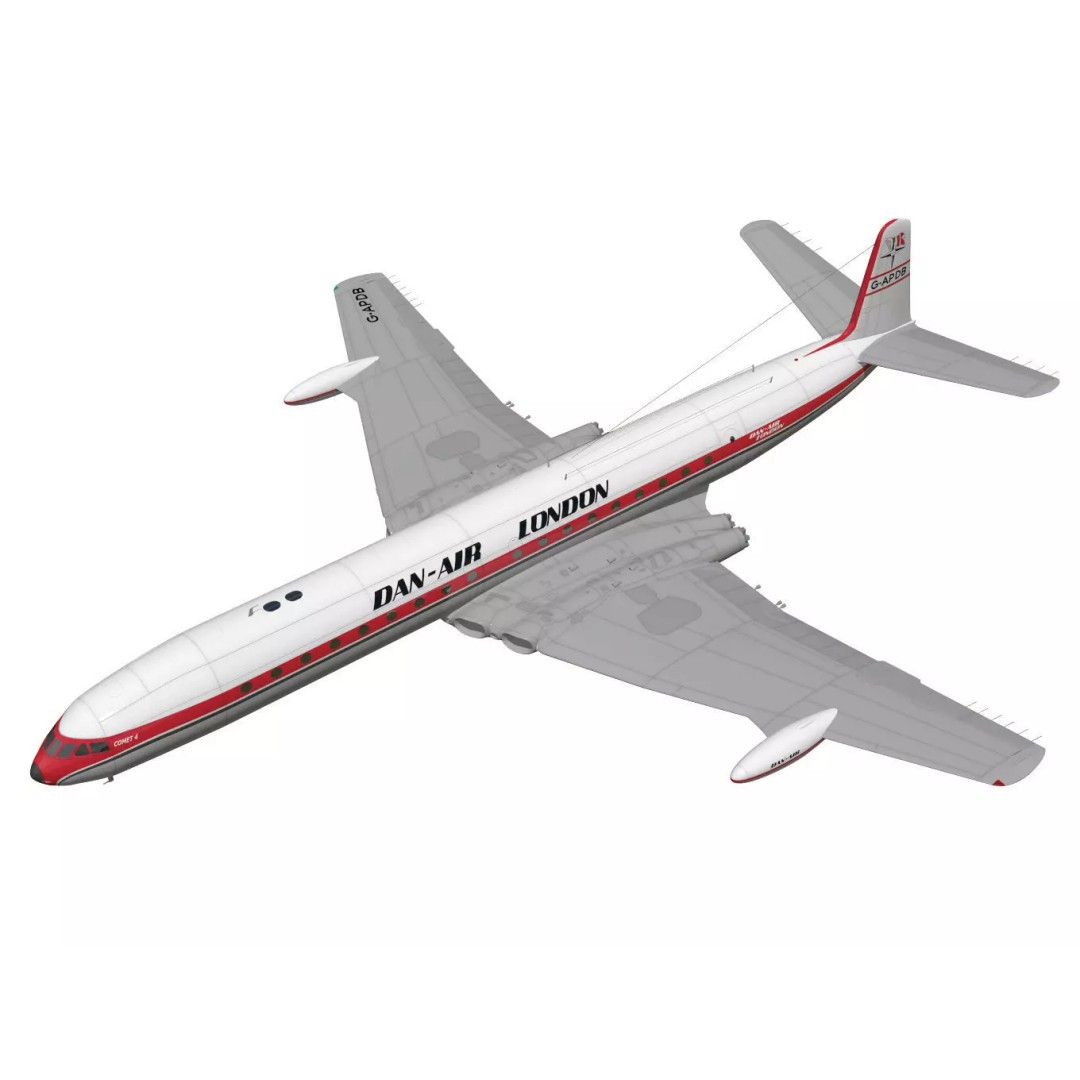 de Havilland DH.106 Comet MkIVC 3D Model – High Poly Jet Airliner, FBX - View 2