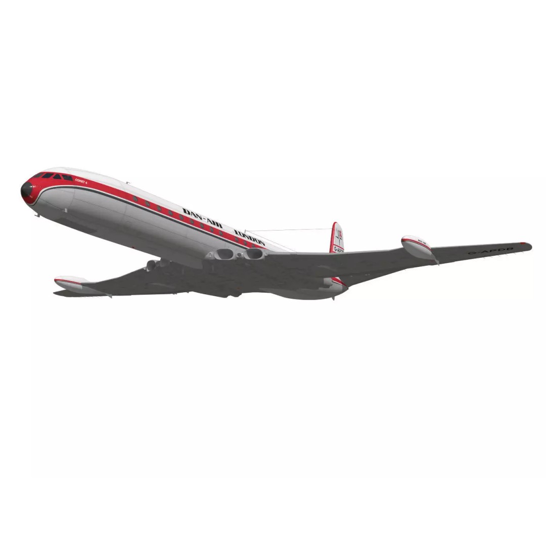 de Havilland DH.106 Comet MkIVC 3D Model – High Poly Jet Airliner, FBX - View 6