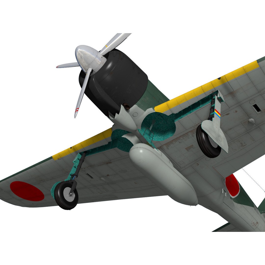 A6M2 Zero Fighter 3D Model – High Poly Aircraft for Animation, FBX - View 10