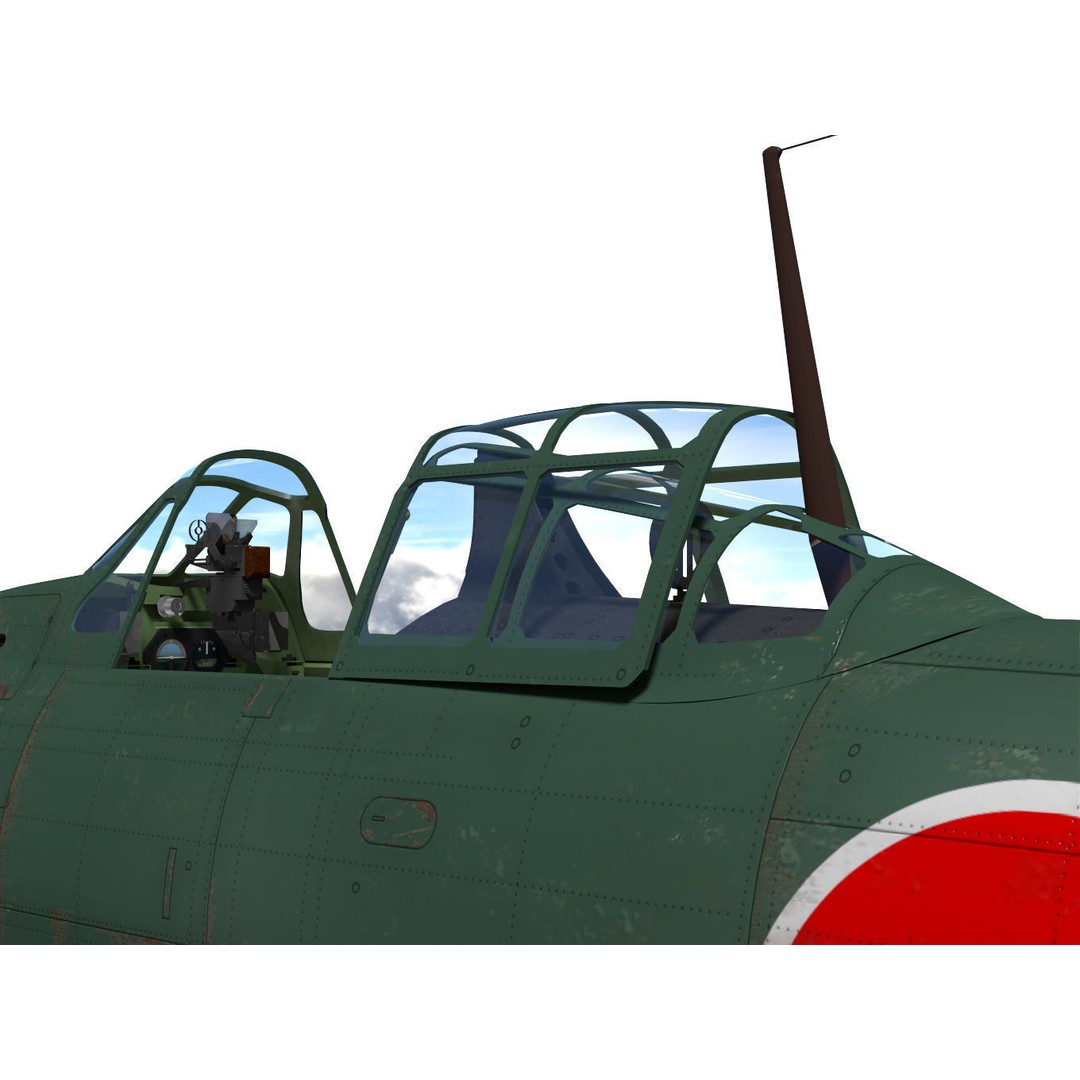 A6M2 Zero Fighter 3D Model – High Poly Aircraft for Animation, FBX - View 12