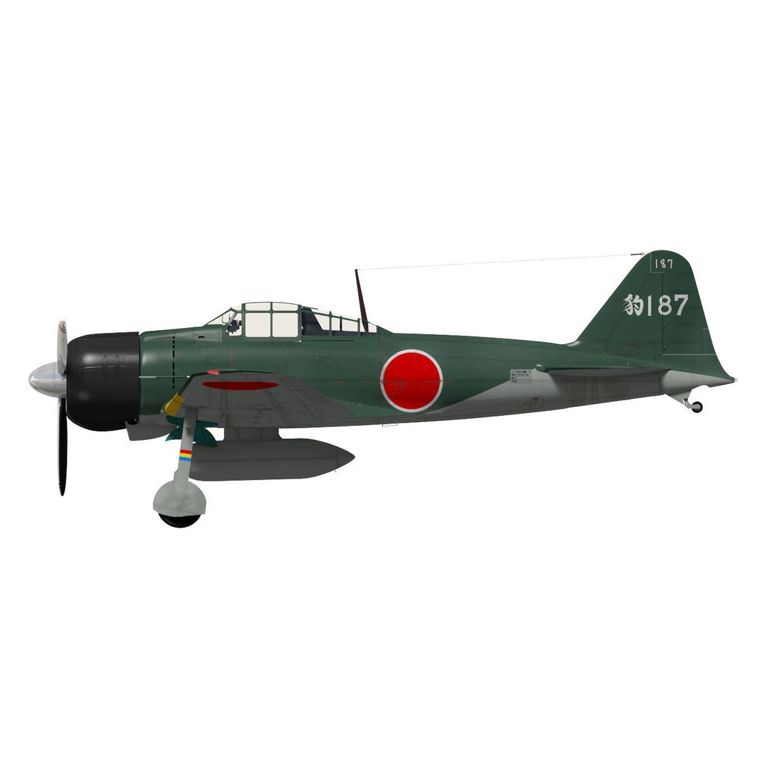 A6M2 Zero Fighter 3D Model – High Poly Aircraft for Animation, FBX - View 17